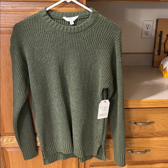 Time and Tru Men's Olive Crewneck Sweater - Picture 1 of 2